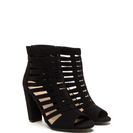 Incaltaminte Femei CheapChic Tell Me More Faux Nubuck Caged Heels Black