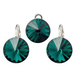 Set Argint 925 cu Swarovski Elements, Rivoli, Emerald, 10 mm