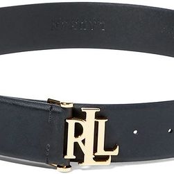 Ralph Lauren Monogram Vachetta Leather Belt Black