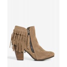 Incaltaminte Femei CheapChic Gail-26 Fringe It Up Bootie TaupeKhaki