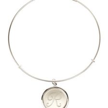 Bijuterii Femei Alex and Ani Sterling Silver Initial R Charm Wire Bangle RUSSIAN SILVER