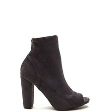 Incaltaminte Femei CheapChic Sassy Strut Chunky Peep-toe Booties Grey