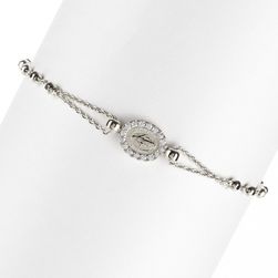 Savvy Cie Rhodium Plated Sterling Silver Italian Crystal Accent Religious Charm Bracelet No Color