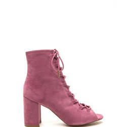 Incaltaminte Femei CheapChic Daily Strut Lace-up Chunky Booties Mauve