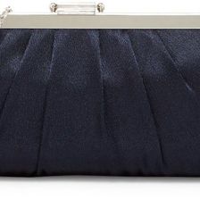 Jessica McClintock Pleated Evening Clutch NAVY