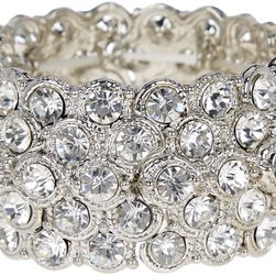 Natasha Accessories Circle Crystal Stretch Bracelet SILVER