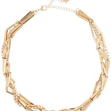 Steve Madden Squared Bar Braided Necklace GOLD