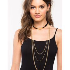 Bijuterii Femei CheapChic Riri Metal Chain Drape Choker Set Black