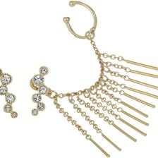 Vince Camuto Asymmetric Earrings and Ear Jacket Gold/Crystal