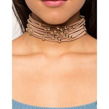 Bijuterii Femei CheapChic Multi Beaded Suede Choker TaupeKhaki