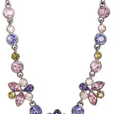 Givenchy Multi Color Floral Crystal Necklace PURPLE