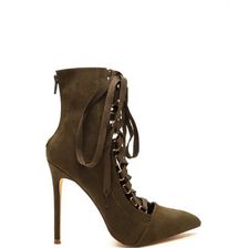 Incaltaminte Femei CheapChic About Town Faux Suede Lace-up Booties Olive