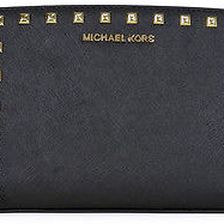 Michael Kors Selma Stud Leather Medium Messenger Bag - Black N/A