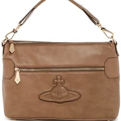 Vivienne Westwood Leather Convertible Shoulder Bag taupe