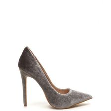 Incaltaminte Femei CheapChic Velvet Sophisticate Pointy Pumps Grey