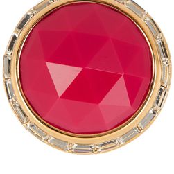 Trina Turk Domed Stone Bezel Set Crystal Ring GOLD PL-DK PINK