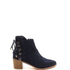 Incaltaminte Femei CheapChic Ring Leader Lace-up Chunky Booties Navy