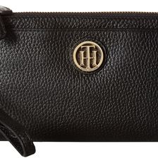 Tommy Hilfiger Double Zip Wristlet Leather Black/Navy