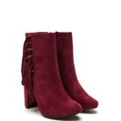 Incaltaminte Femei CheapChic Fringe-off Chunky Faux Suede Booties Berry