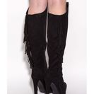Incaltaminte Femei CheapChic Long Live Fringe Over-the-knee Boots Black
