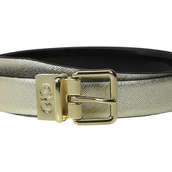 Accesorii Femei Cole Haan 25mm Saffiano to Patent Feather Edge Reversible Belt Gold Saffiano