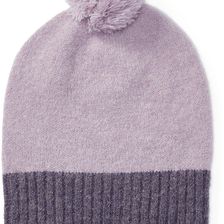 Ralph Lauren Two-Toned Knit Pom-Pom Hat Lavendert/Purple Heather