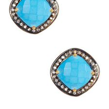 Bijuterii Femei Savvy Cie Turquoise White Topaz Square Stud Earrings Yellow-Black-White