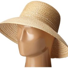 Ralph Lauren Braided Top Stitched Raffia Sun Hat Natural/White