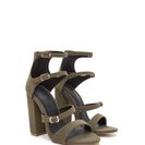 Incaltaminte Femei CheapChic Strap In Chunky Caged Faux Nubuck Heels Olive