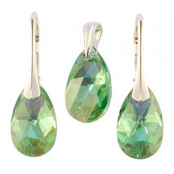 Set Argint 925 cu Swarovski Elements, Peridot AB, 22 mm