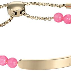 Michael Kors Logo Plaque Slider Bracelet Gold/Pink Quartz