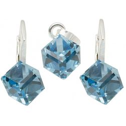 Set Argint 925 cu Swarovski Elements, Aquamarine, 6 mm