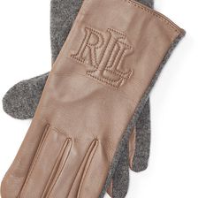 Ralph Lauren Two-Tone Touch Screen Gloves Canyon Taupe