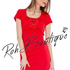 Rochie rosie de zi, cu maneca scurta, Roh