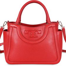 Tory Burch Serif-T Small Leather Satchel - Vermilion N/A