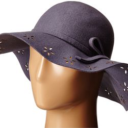 Betsey Johnson Felt Floppy with Floral Cut Out Brim Grey