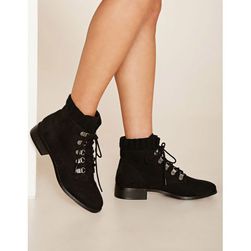 Incaltaminte Femei Forever21 Faux Suede Lace-Up Boots Black