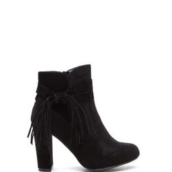 Incaltaminte Femei CheapChic In Fringe Chunky Tassel Bow Booties Black