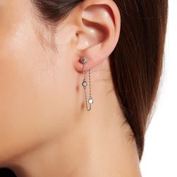 Free Press CZ Spike Chain Drape Earrings CLEAR-RHODIUM