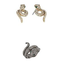 Bijuterii Femei Betsey Johnson Snake Stud Earrings and Stretch Ring Set Crystal