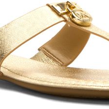 Michael Kors Hamilton Flat Sandal Pale Gold Leather