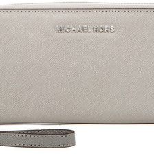 Michael Kors Large Jet Set Saffiano Leather Phone Wristlet PGREY-STGR