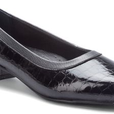 Trotters Dora Blk Croco Patent/Stretch