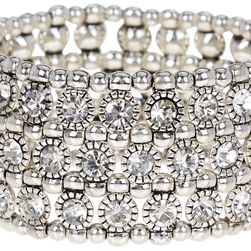 Natasha Accessories 3 Row Crystal Stretch Bracelet SILVER