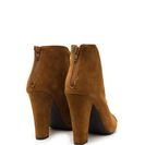 Incaltaminte Femei CheapChic Double Crossed Chunky Faux Suede Heels Mocha