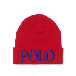 Ralph Lauren Embroidered Wool-Blend Beanie Native Red/Deep Royal
