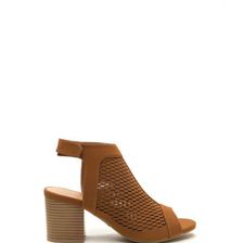 Incaltaminte Femei CheapChic Get Slit Faux Nubuck Chunky Heels Chestnut