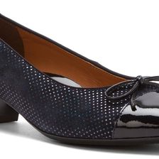 ara Micha Black Pin Dot Nubuck/Patent Toe