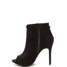 Incaltaminte Femei CheapChic Fluff Up Pom-pom Peep-toe Booties Black