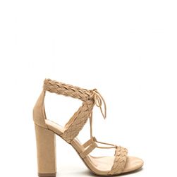 Incaltaminte Femei CheapChic Weave It Alone Lace-up Chunky Heels Natural